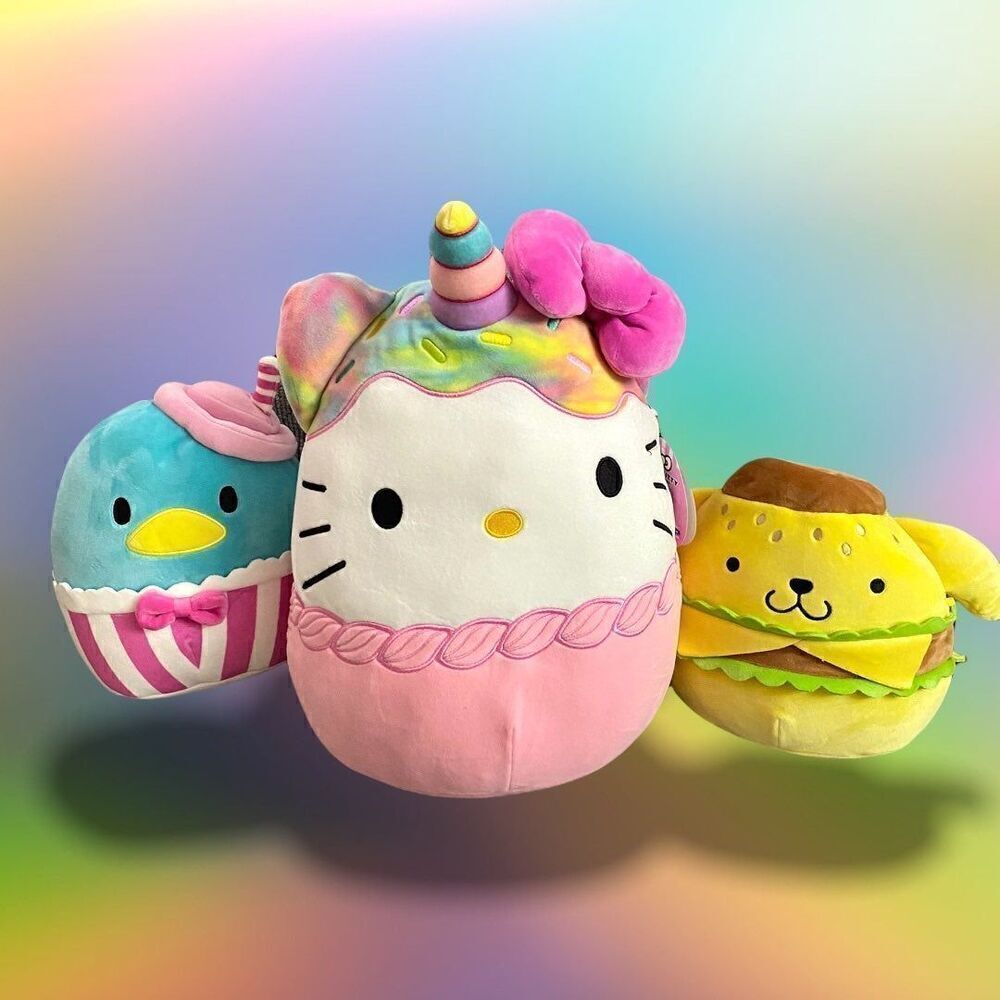 Squishmallows x Sanrio Hello Kitty And Friends Plush Doll Toy Set of 3 New